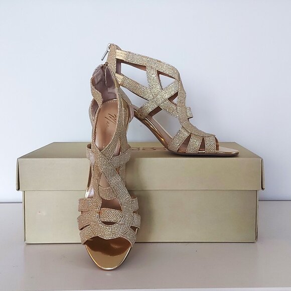 Marc Fisher Nala 3 Gold Strappy Heels - Size 8.5 - Picture 3 of 8